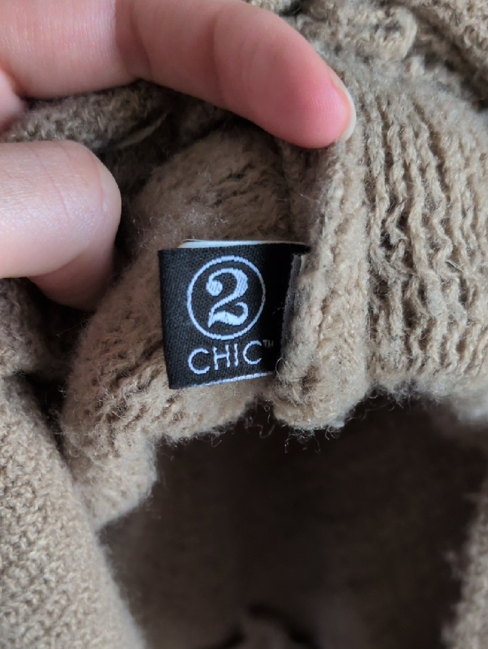 chic Brown Ruffle-Trim Knit Poncho - Picture 2 of 3